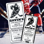 Invitation Billet de hockey noir et blanc Sport Anniversaire<br><div class="desc">Billet de hockey noir et blanc Sport Invitation de fête d'anniversaire Soyez prêt à marquer gros avec ce billet de hockey noir et blanc Invitation de fête d'anniversaire Sport! Conçu pour ressembler à un ticket de hockey classique, cette invitation donne le ton parfait pour une fête d'anniversaire sportive passionnante. Le...</div>