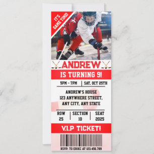 Invitation Billet de hockey numérique modifiable Anniversaire