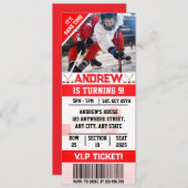 Invitation Billet de hockey numérique modifiable pour anniver (Devant / Derrière)