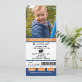 Invitation Billet de hockey orange et bleu (Debout devant)