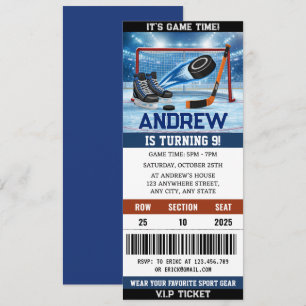 Invitation Billet de hockey personnalisé Décorations d'annive