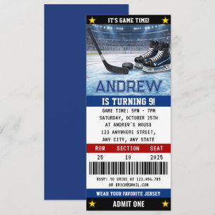Invitation Billet de hockey personnel Décorations d'anniversa