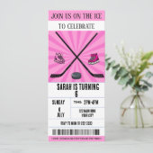 Invitation Billet de hockey sur glace Pink Bow Coquette (Debout devant)