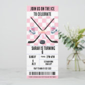Invitation Billet de hockey sur glace Pink Bow Coquette (Debout devant)