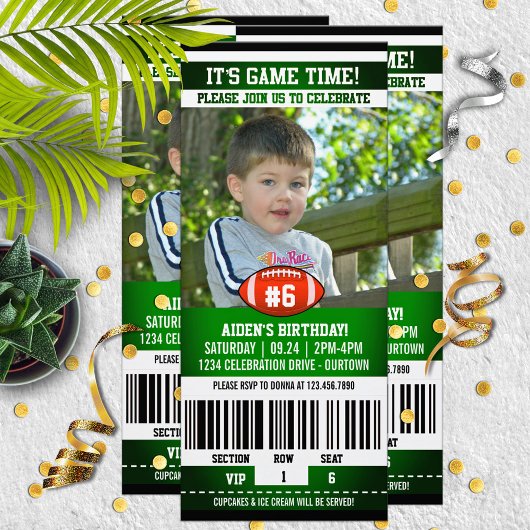 Invitation Billet de jeu de football fête d'anniversaire