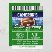 Invitation Billet de jeu de football sur vert (Devant / Derrière)