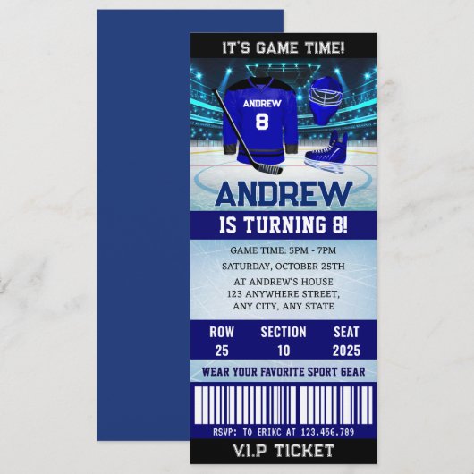 Invitation Billet de jeu de hockey personnalisé Décorations d (Devant / Derrière)