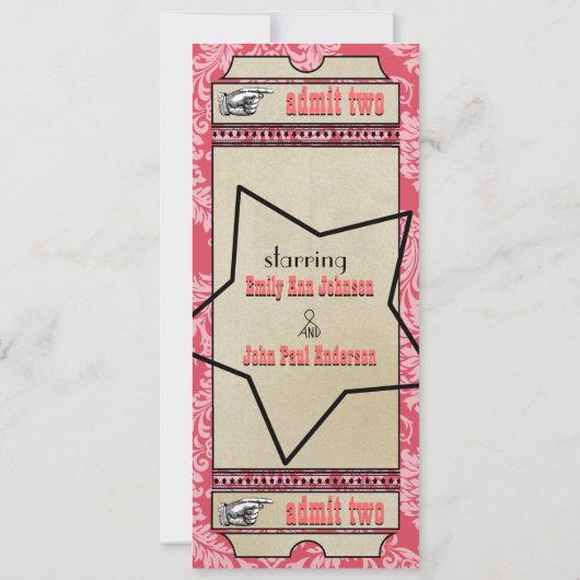 Invitation Billet de jeu Mariage Raspberry Coral et Jaune (Dos)