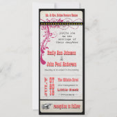 Invitation Billet de jeu Mariage Raspberry Coral et Jaune (Devant)