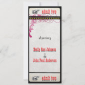 Invitation Billet de jeu Mariage Raspberry Coral et Jaune (Dos)