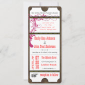 Invitation Billet de jeu Mariage Raspberry Coral et Jaune (Devant)