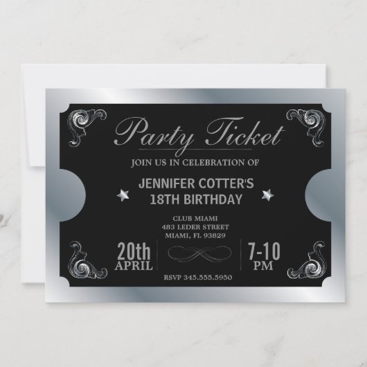 Invitation Billet de la fête d'argent (Devant)