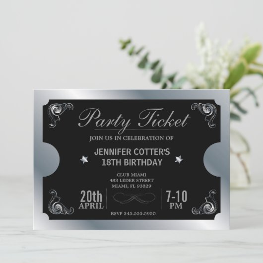 Invitation Billet de la fête d'argent (Debout devant)