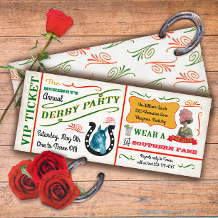 Invitation Billet de la partie de course de chevaux Derby vin