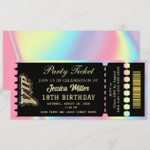 Invitation Billet de la soirée Noir & Or (Devant / Derrière)