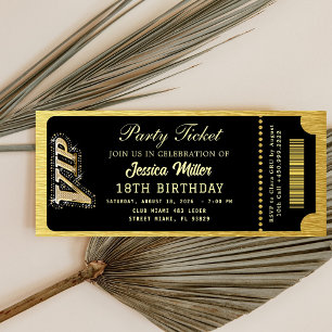 Invitation Billet de la soirée Noir & Or