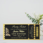 Invitation Billet de la soirée Noir & Or (Debout devant)