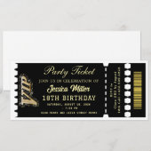 Invitation Billet de la soirée Noir & Or (Devant / Derrière)