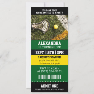 Invitation Billet de Lacrosse pour un Anniversaire