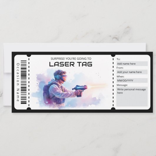 Invitation Billet de Laser Tag (Devant)