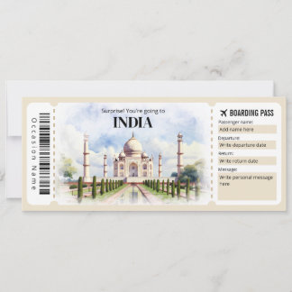 Invitation Billet de l'avion du Pass d'embarquement en Inde m