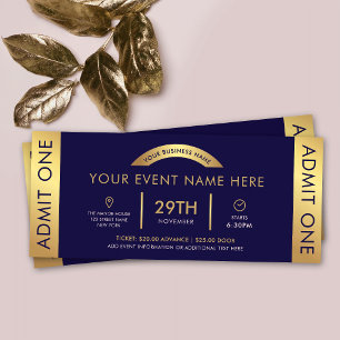 Invitation Billet de manifestation Navy & Gold Admettre Un Lo