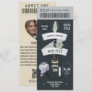 Invitation Billet de mariage Métal Luxe Rock 'n' Roll