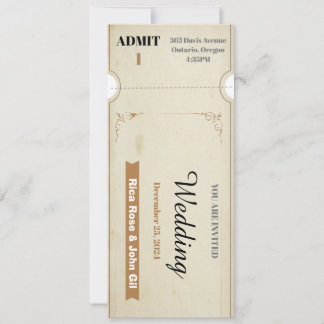 Invitation Billet de mariage vintage gratuit