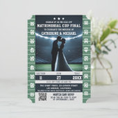 Invitation Billet de match de football QR Code Mariage avec R (Debout devant)