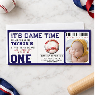 Invitation Billet de naissance Baseball First Year Down 1re a