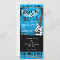 Billet de Naissance VIP Blue Glam Rock N Roll Star