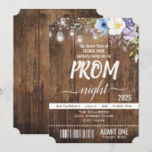 Invitation Billet de nuit pour le bal de fin d'études Floral  (Devant / Derrière)