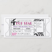 Invitation Billet de partie Vintage pop Star (Devant)