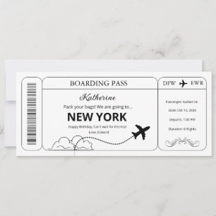 Invitation Billet de passe d'embarquement pour un voyage surp