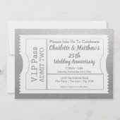 Invitation Billet de passe VIP 25e anniversaire Faux Argent (Devant)