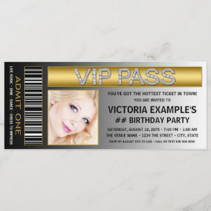 Invitation Billet de passeport VIP Fête d'anniversaire