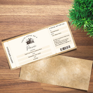 Invitation Billet de planche surprise Picnic Bons de voucher 