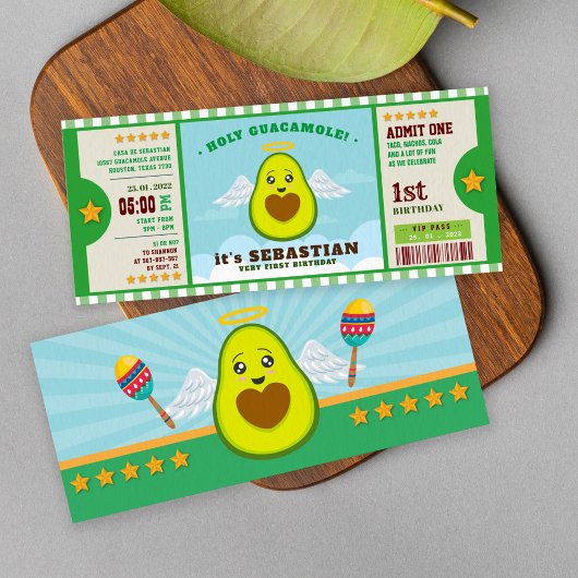 Invitation Billet de premier anniversaire de Saint-guacamole