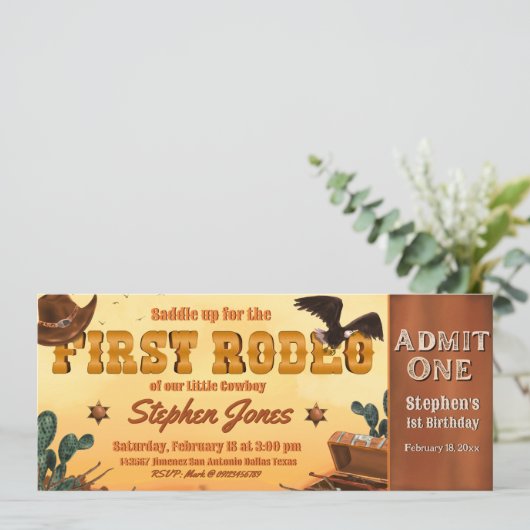 Invitation Billet de premier rodéo  (Debout devant)