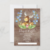 Invitation Billet de rabat au Baby shower d'orignaux de bois (Devant)