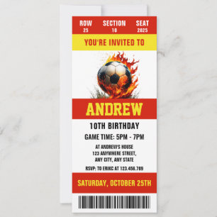 Invitation Billet de soccer numérique personnel pour l'annive