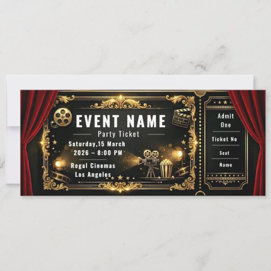 Invitation Billet de soirée cinéma (Devant)