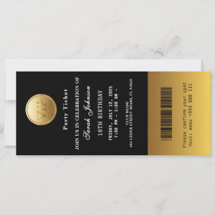 Invitation Billet de soirée Noir et Or