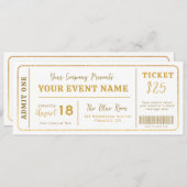 Invitation Billet de spectacle personnalisé, Billet de concer (Devant / Derrière)