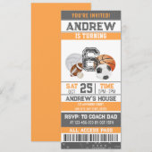 Invitation Billet de sport All Star Modèle Anniversaire (Devant / Derrière)