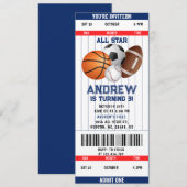 Invitation Billet de sport personnel All Star Party (Devant / Derrière)