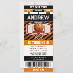 Invitation Billet de sport pour l'anniversaire de basketball