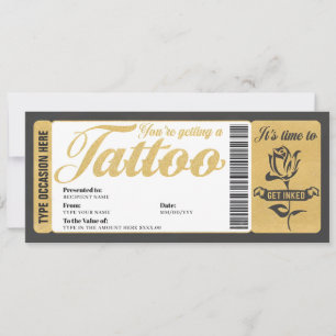 Invitation Billet de tatouage Certificat Billet cadeau
