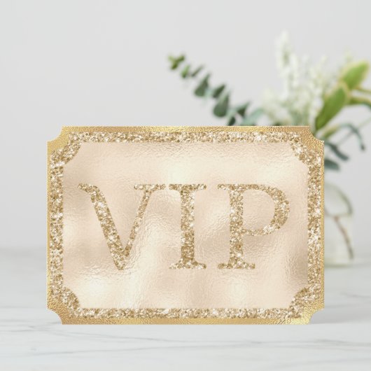 Invitation Billet de Ticket d'Événement Gold VIP (Debout devant)