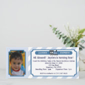 Invitation Billet de train de photo - bleu-clair (Debout devant)